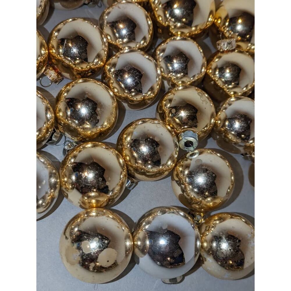 Lot 44 Vintage Glass Gold Christmas Balls Ornaments Made in USA 1 1/2" - Picture 6 of 10